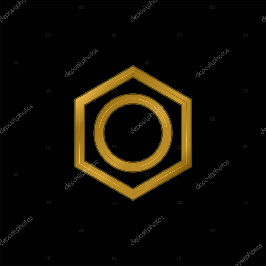 Benzene gold plated metalic icon or logo vector