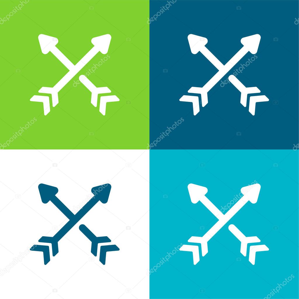 Arrows Flat four color minimal icon set