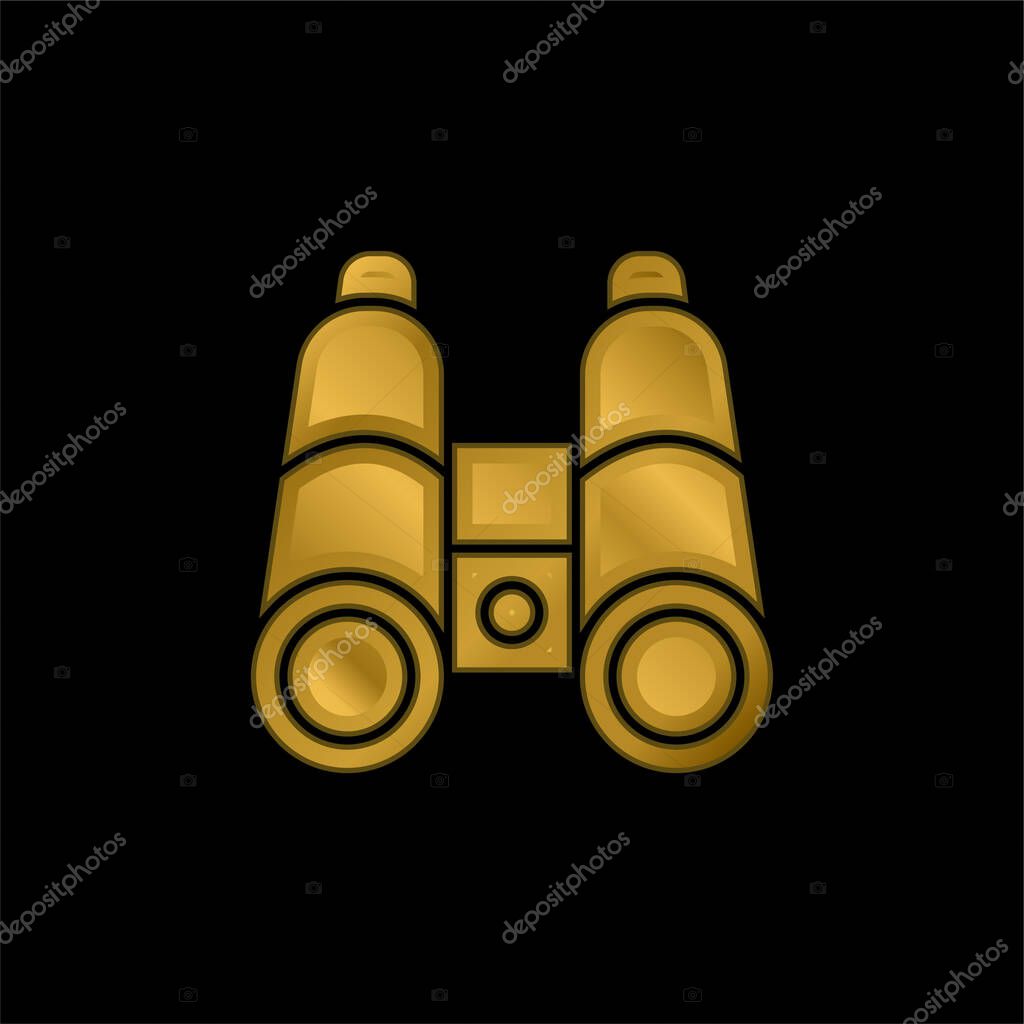 Binocular gold plated metalic icon or logo vector