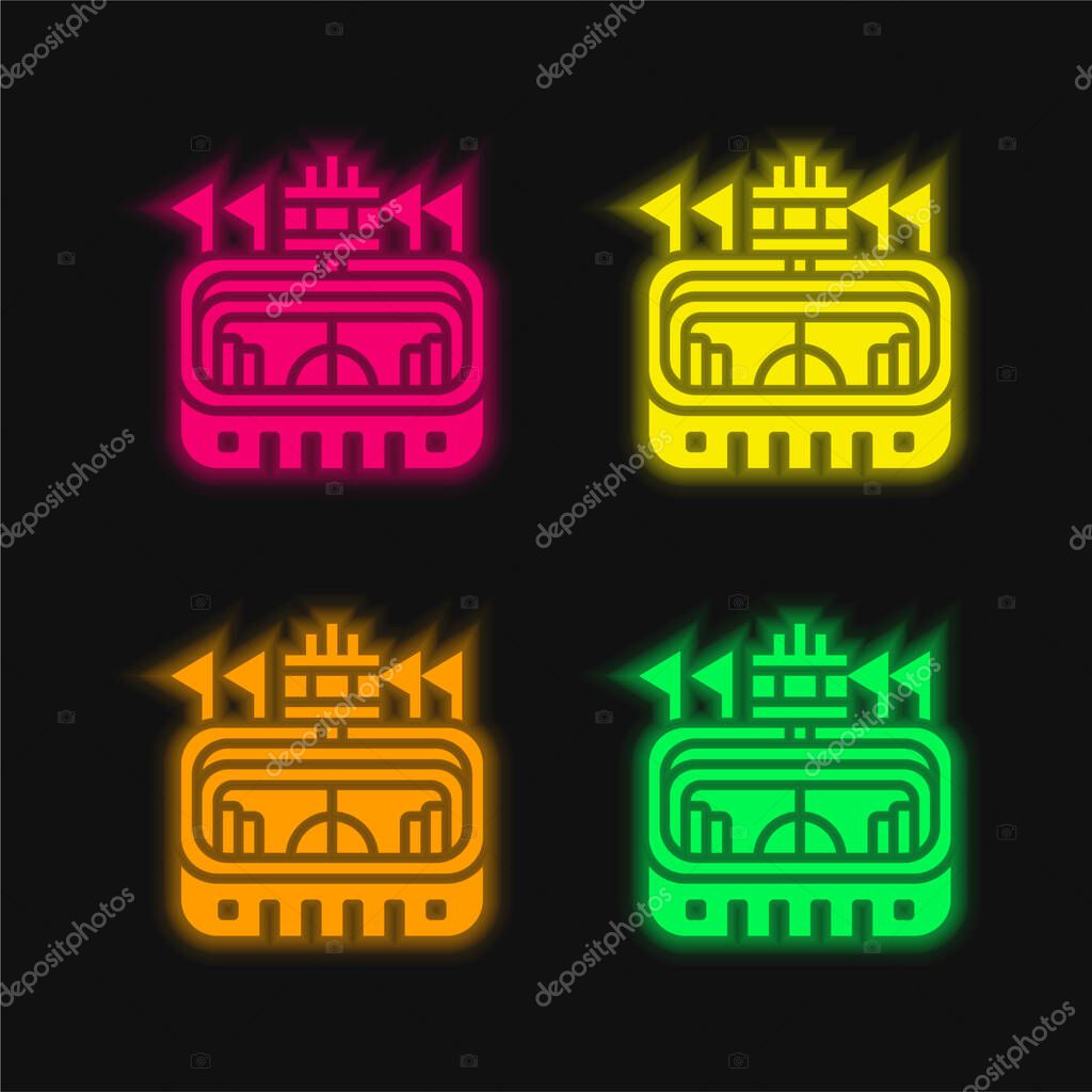 Arena four color glowing neon vector icon