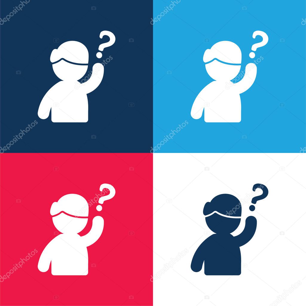 Hand blue and red four color minimal icon set