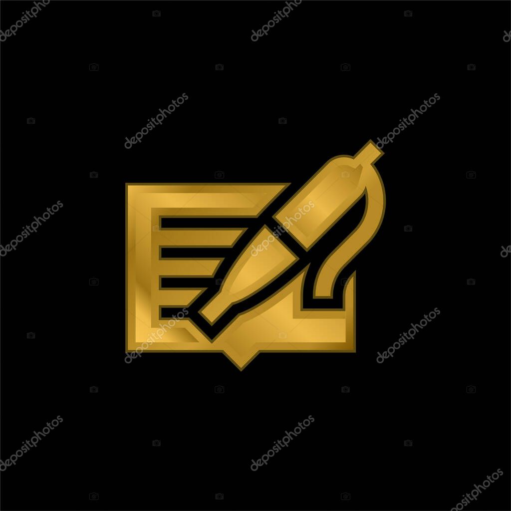 Blog gold plated metalic icon or logo vector
