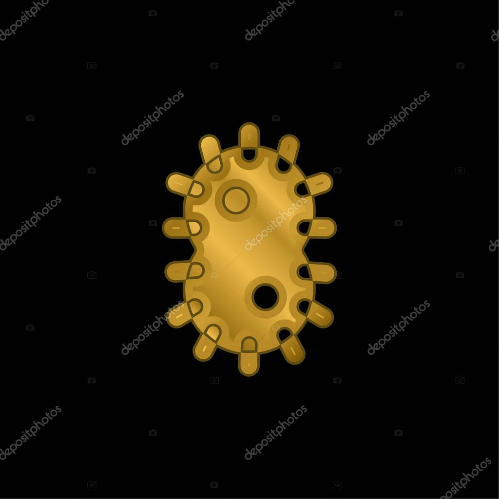 Bacteria gold plated metalic icon or logo vector