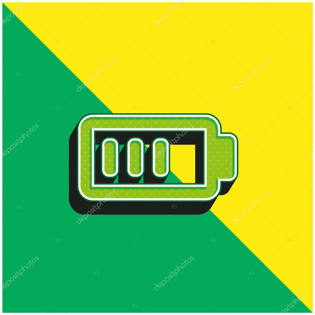 Battery Charge Almost Full Green and yellow modern 3d vector icon logo