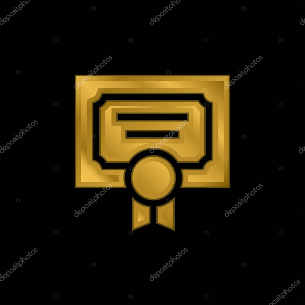 Award gold plated metalic icon or logo vector