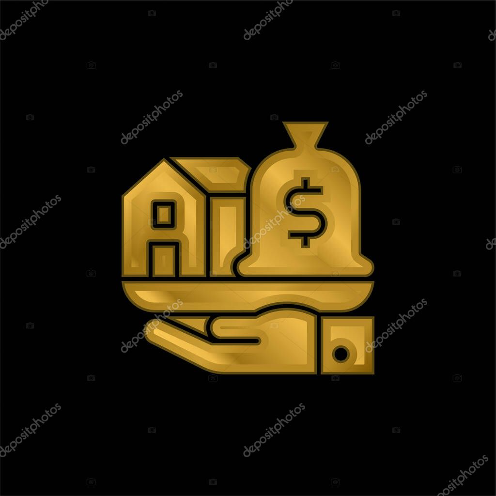 Asset gold plated metalic icon or logo vector