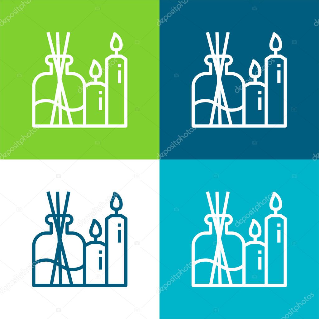 Aromatherapy Flat four color minimal icon set