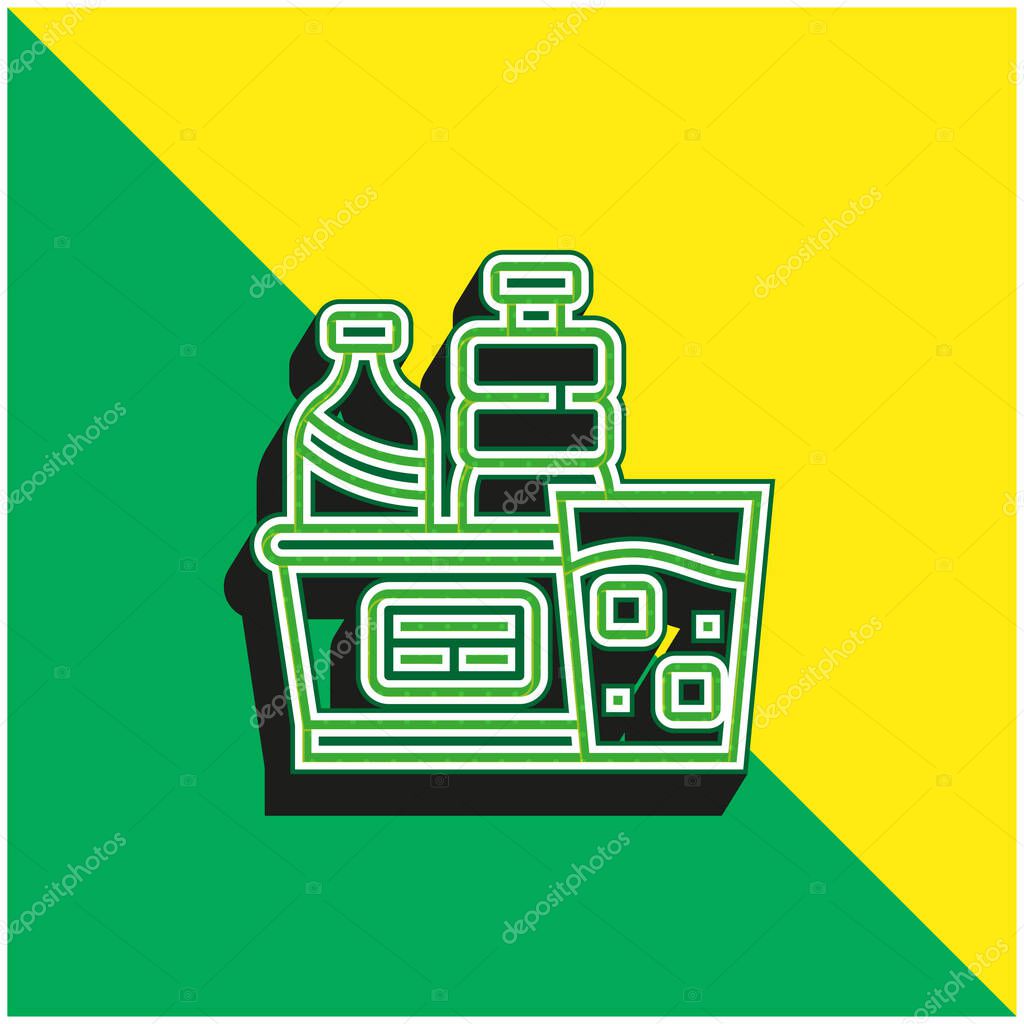 Beverages Green and yellow modern 3d vector icon logo