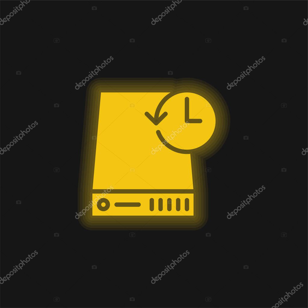 Backup yellow glowing neon icon