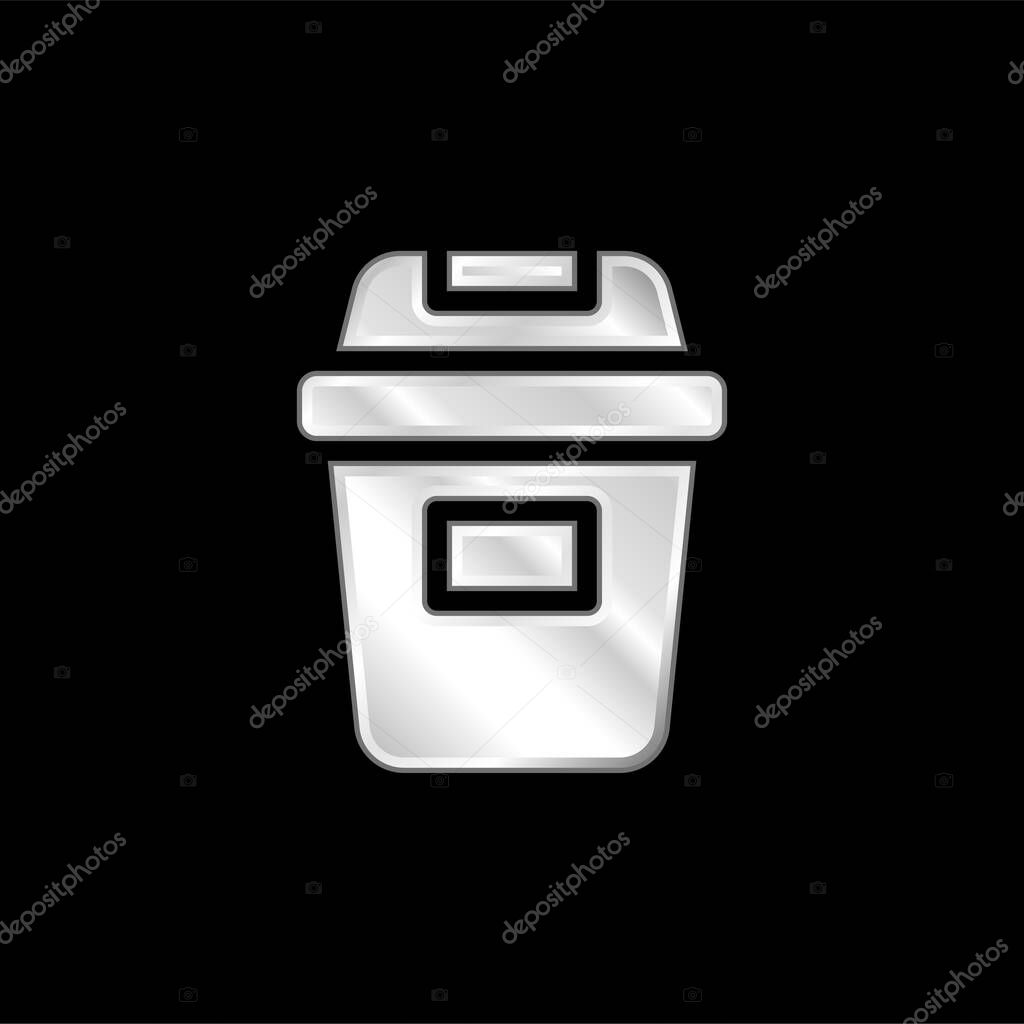 Bin silver plated metallic icon