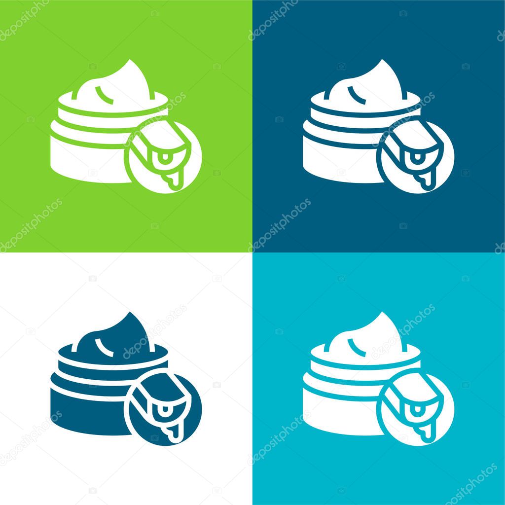 Aloe Vera Flat four color minimal icon set