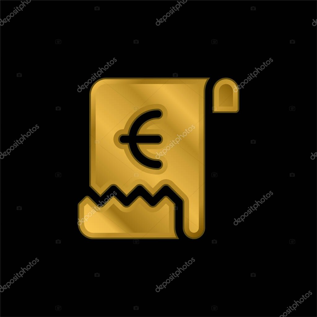 Bill gold plated metalic icon or logo vector