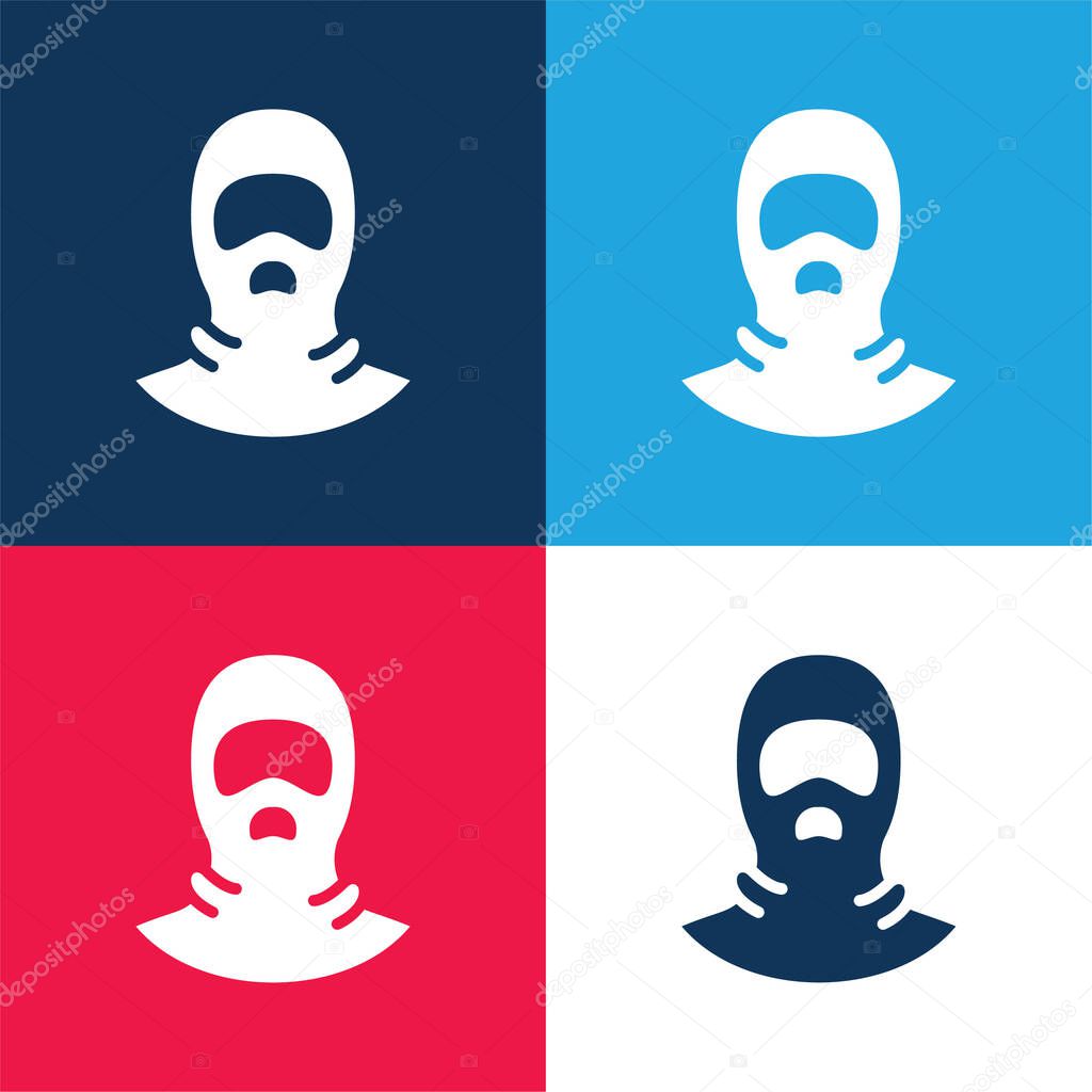 Balaclava blue and red four color minimal icon set