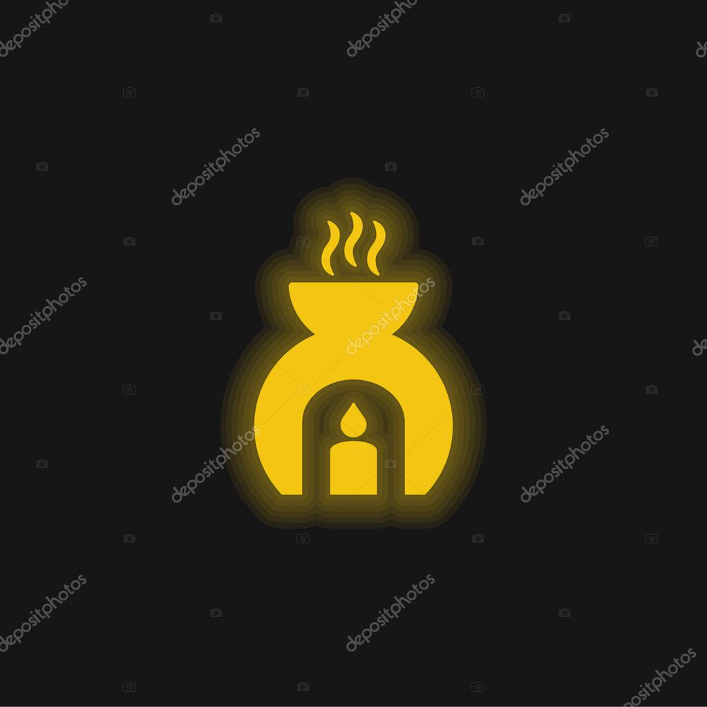 Aromatherapy yellow glowing neon icon
