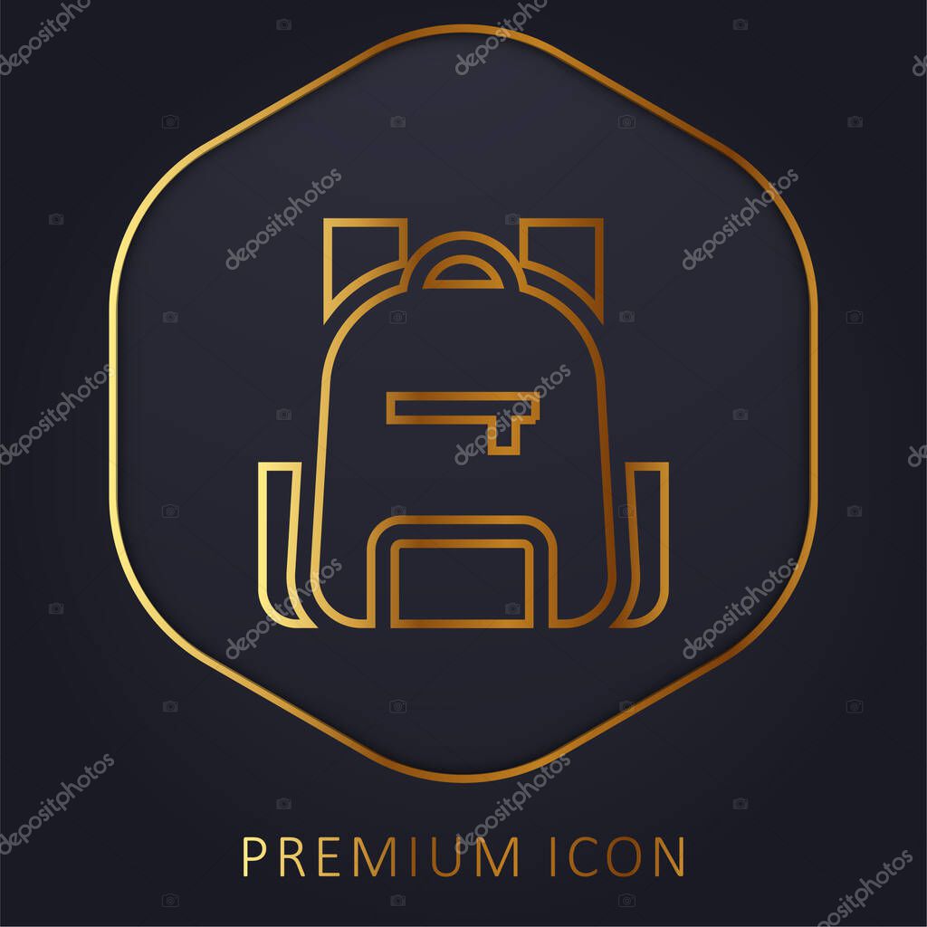 Backpack golden line premium logo or icon