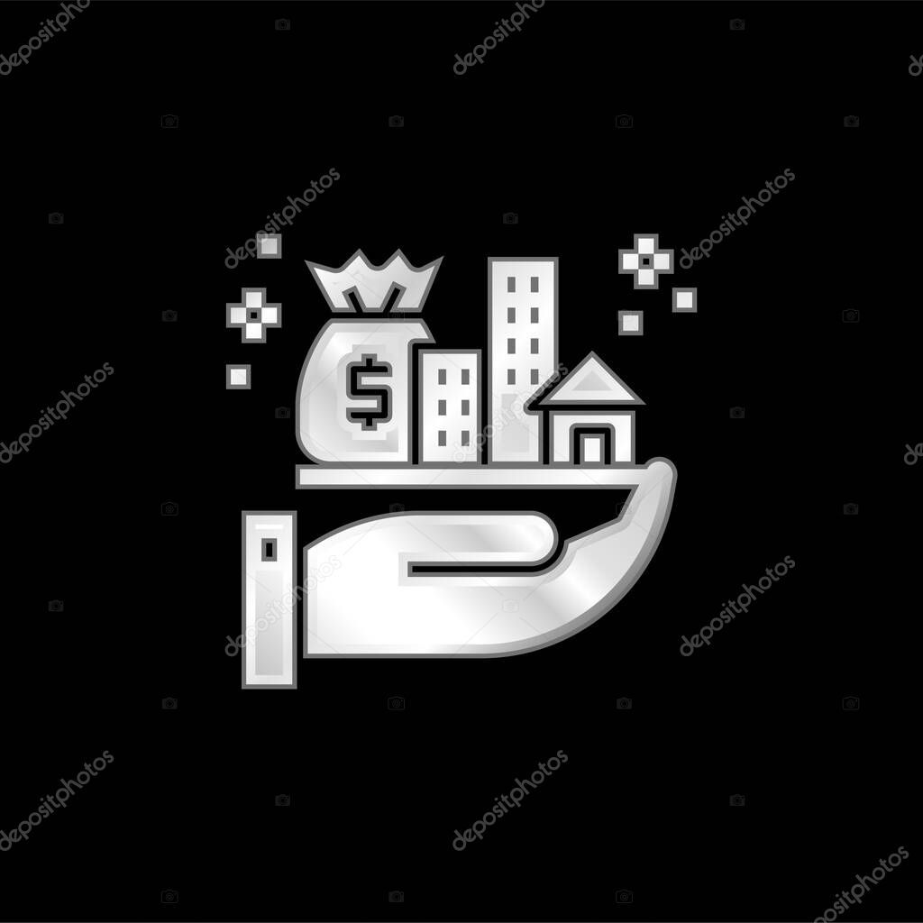 Assets silver plated metallic icon