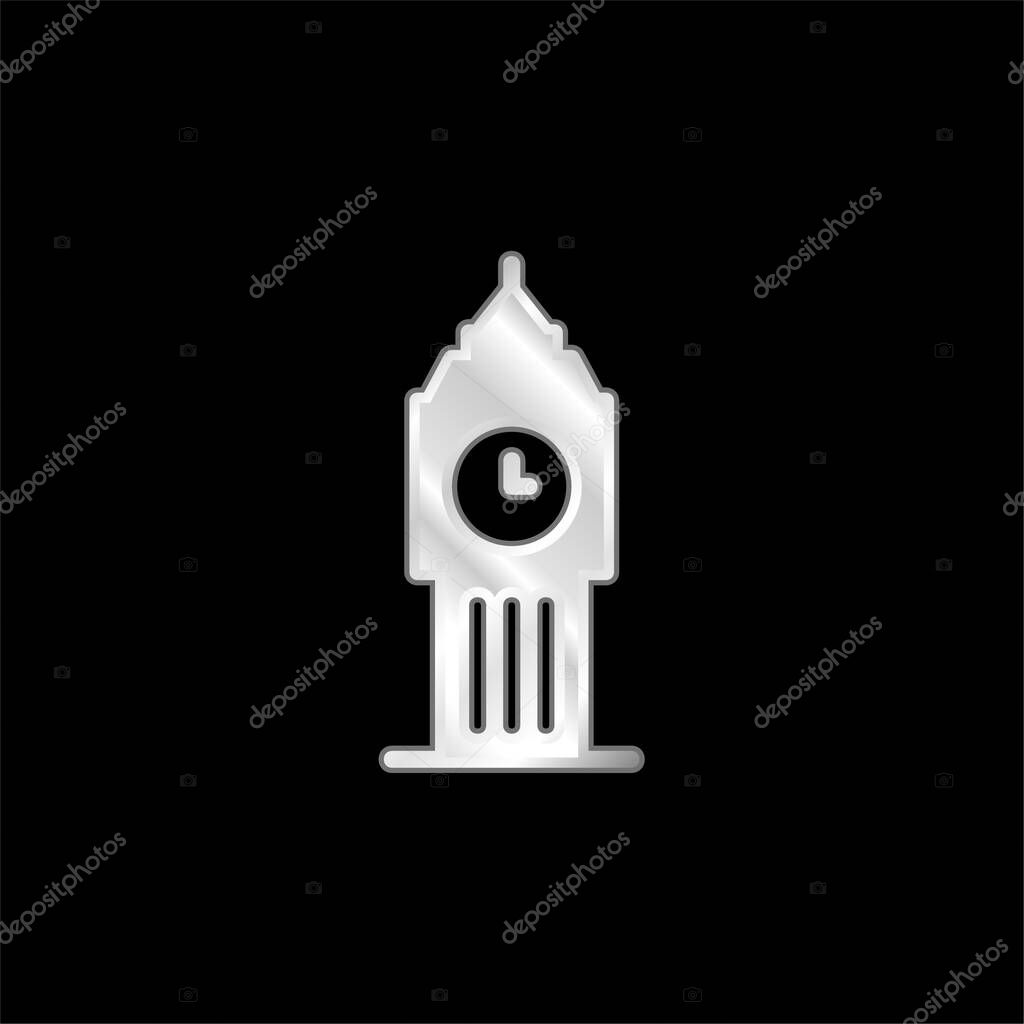Big Ben silver plated metallic icon