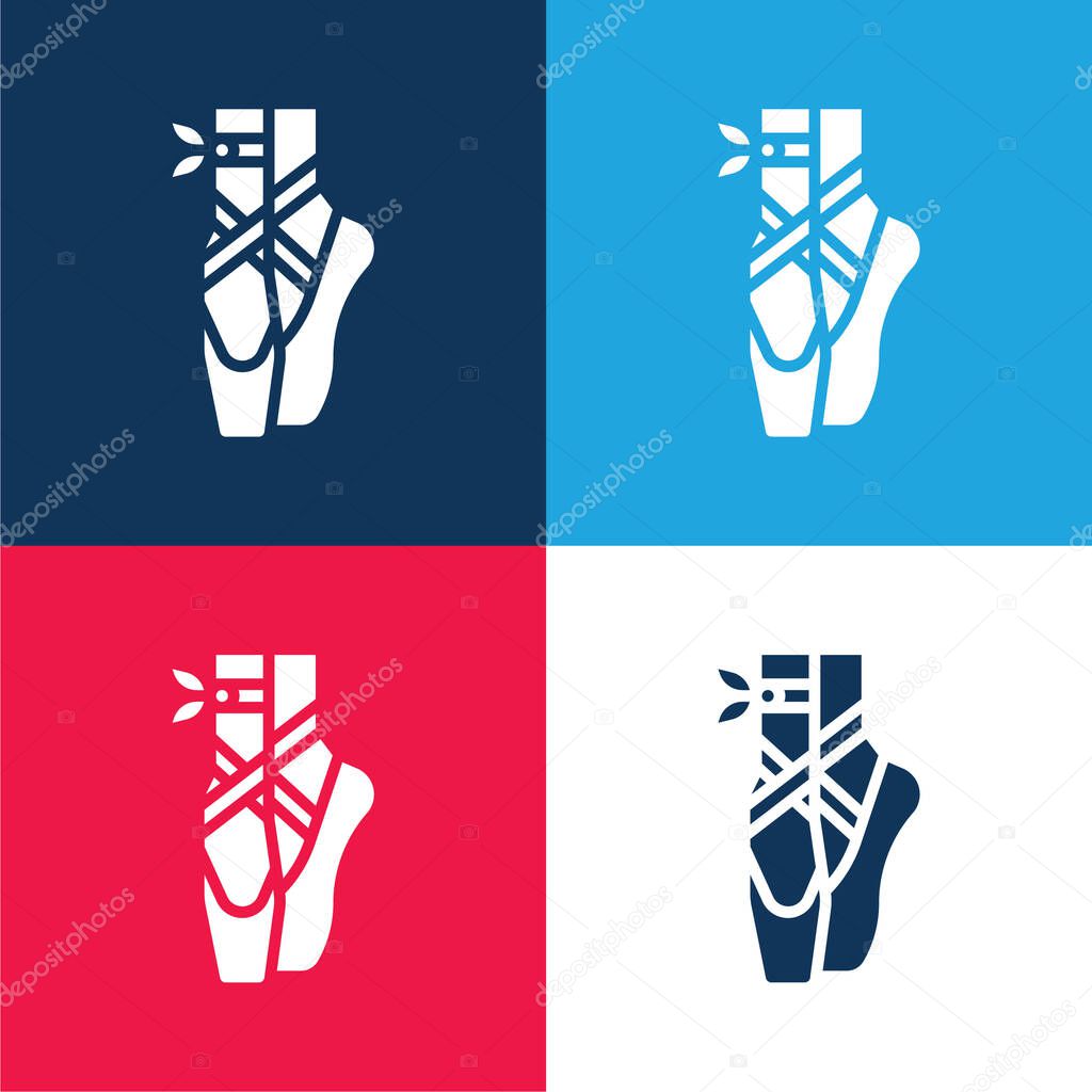 Ballet blue and red four color minimal icon set
