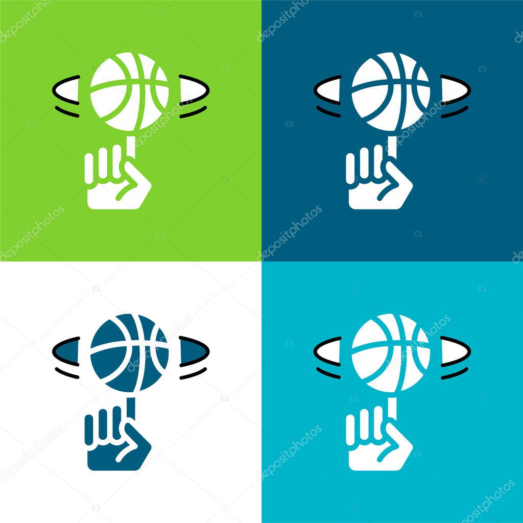 Ball Flat four color minimal icon set