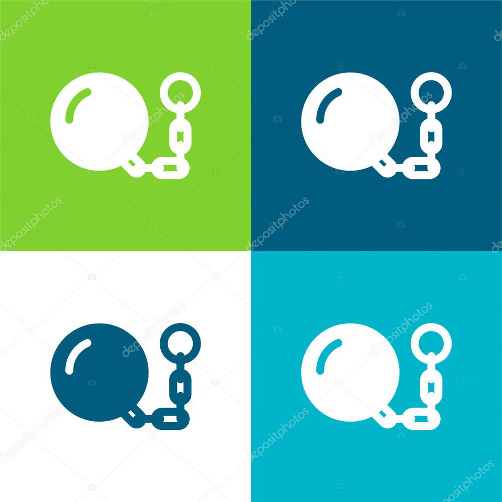 Ball And Chain Flat four color minimal icon set