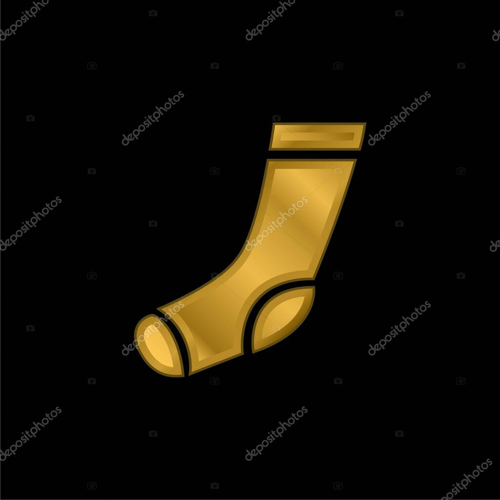 Athletic Sock gold plated metalic icon or logo vector