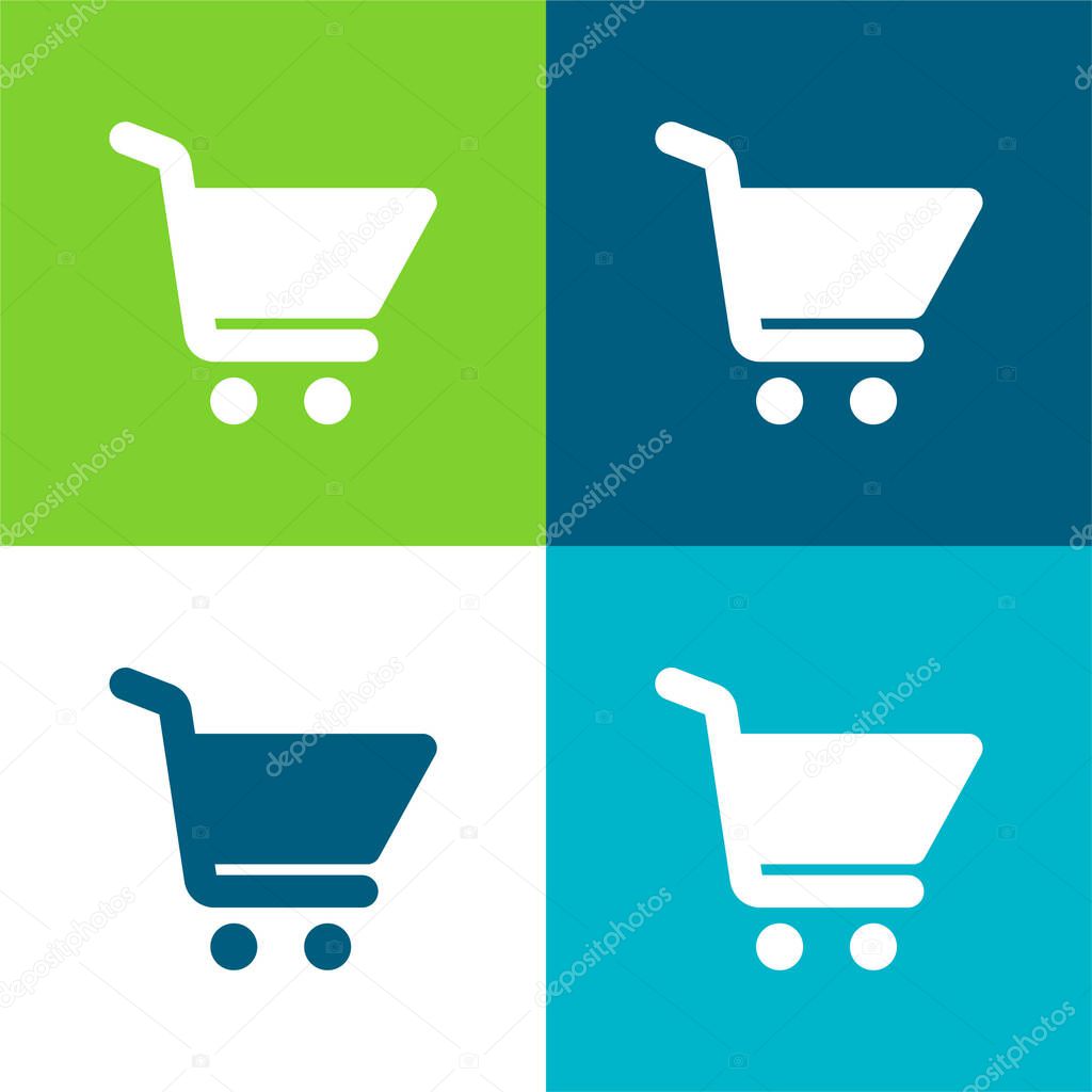 Big Shopping Cart Flat four color minimal icon set