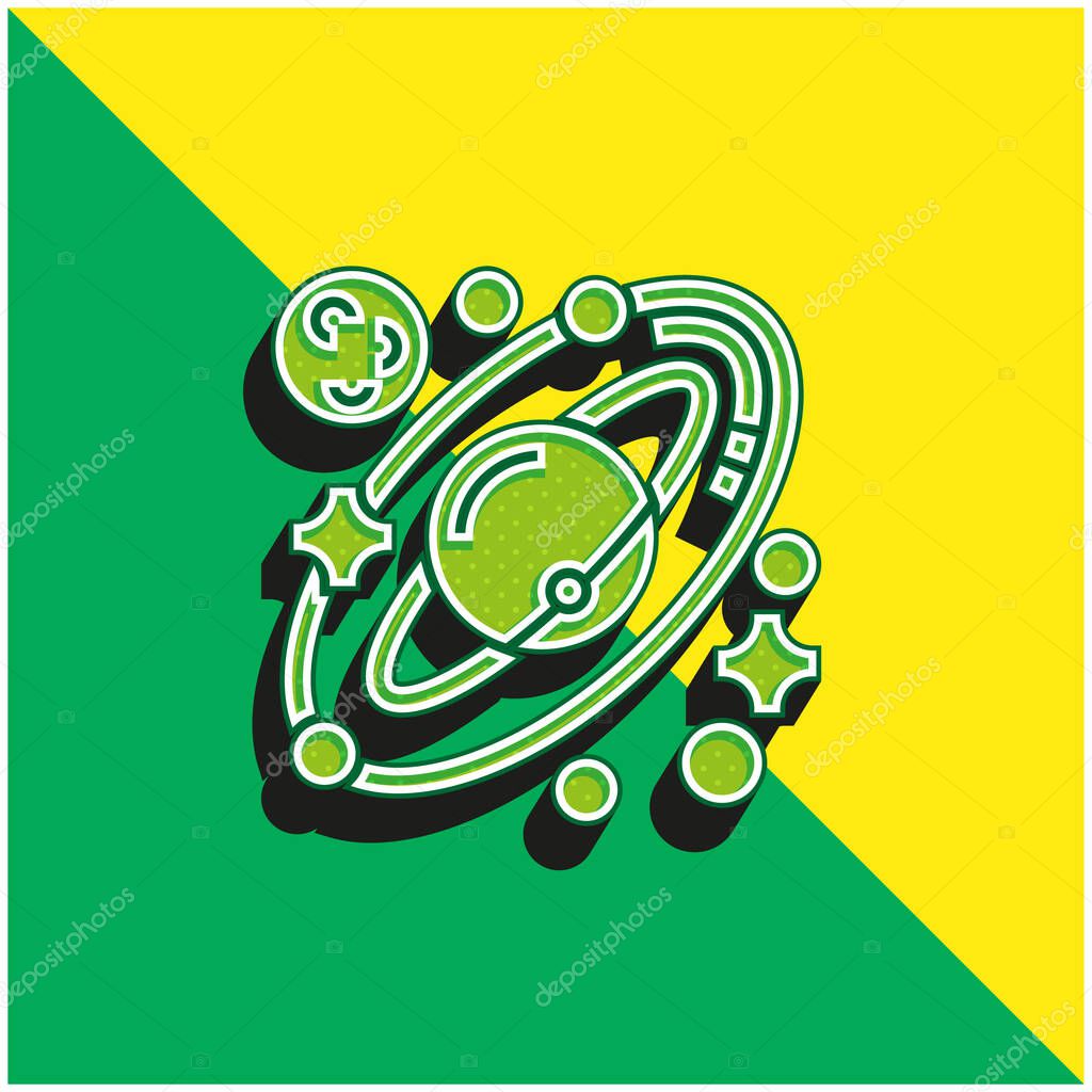 Astronomy Green and yellow modern 3d vector icon logo