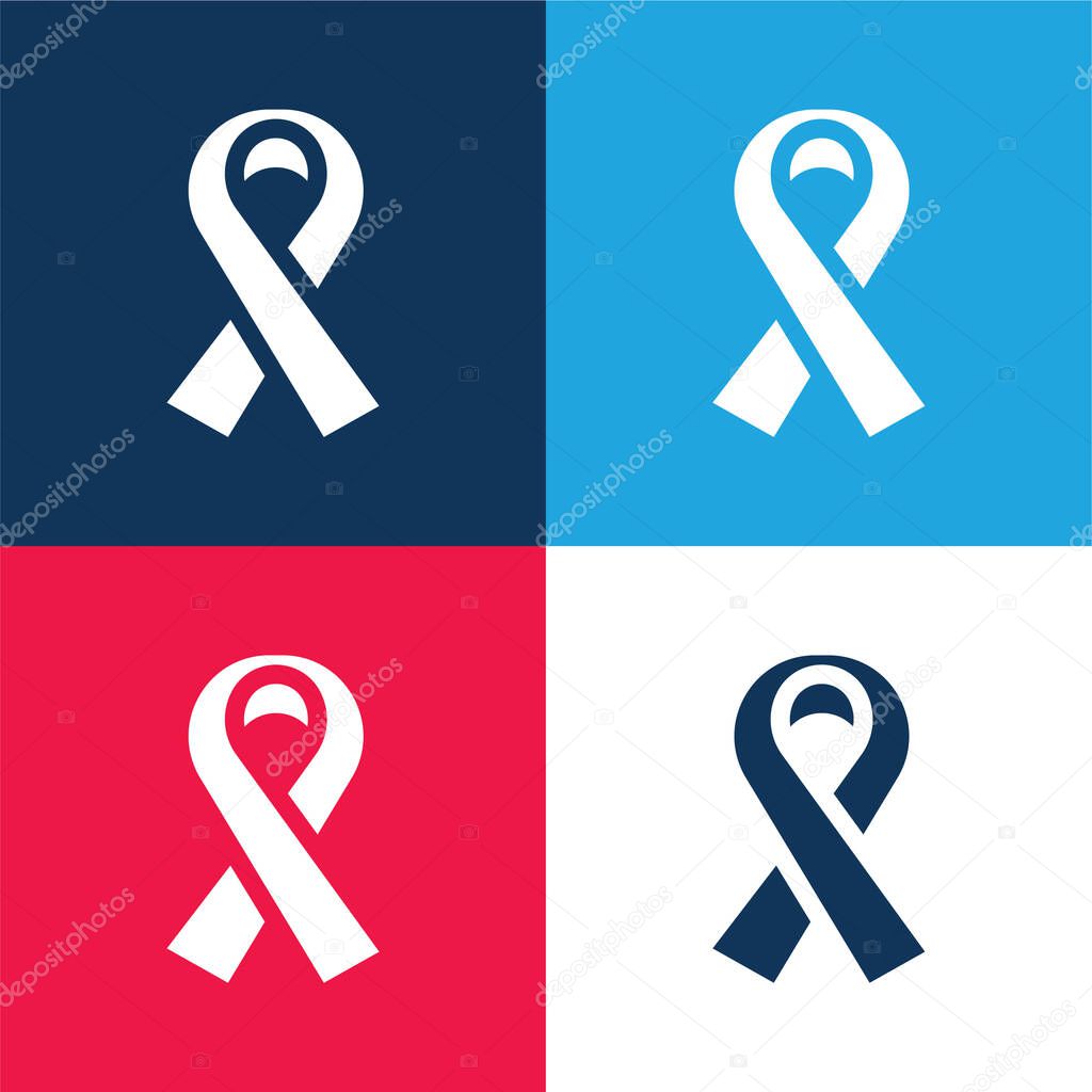 Black Ribbon blue and red four color minimal icon set