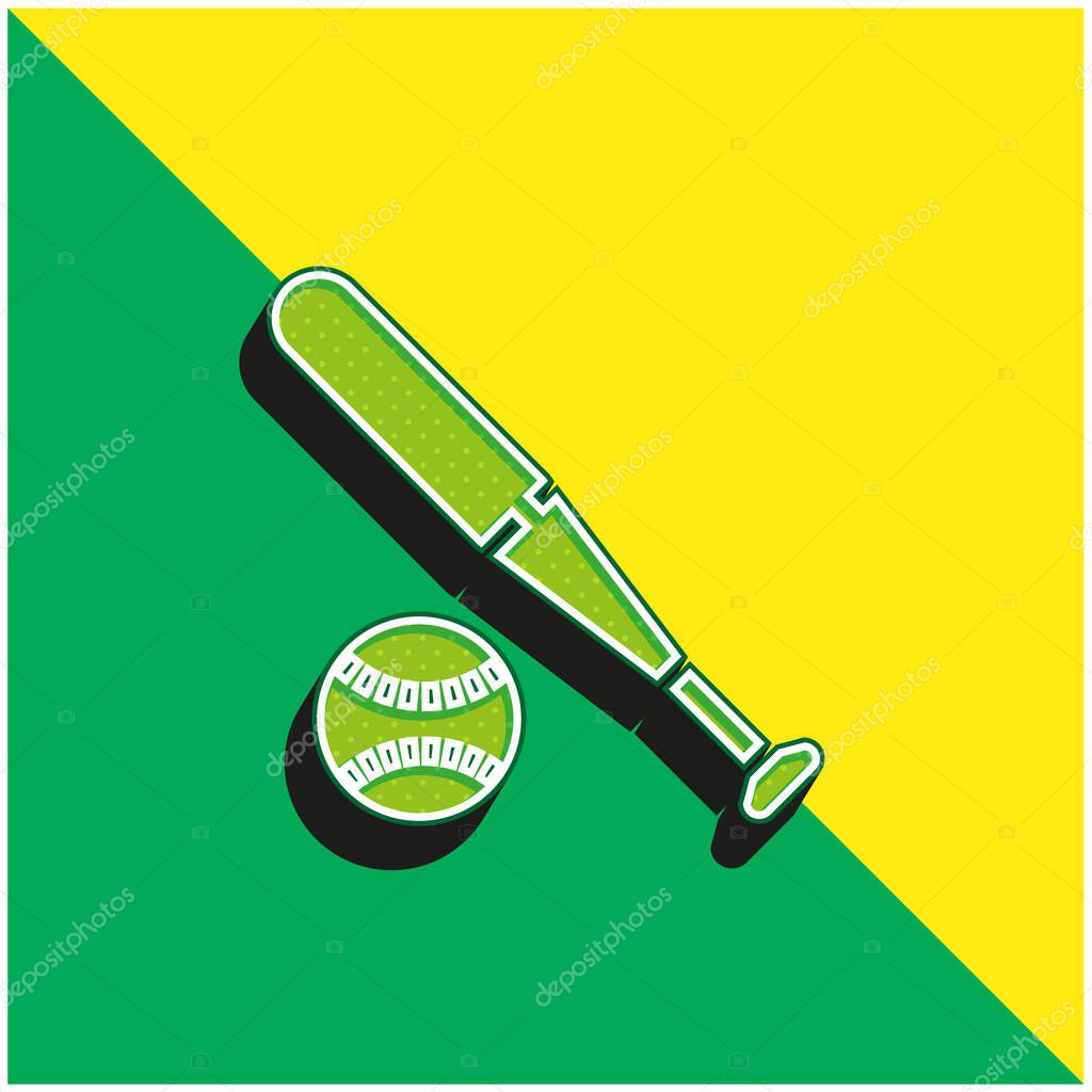 Baseball Green and yellow modern 3d vector icon logo