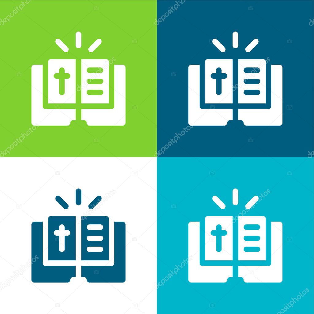 Bible Flat four color minimal icon set
