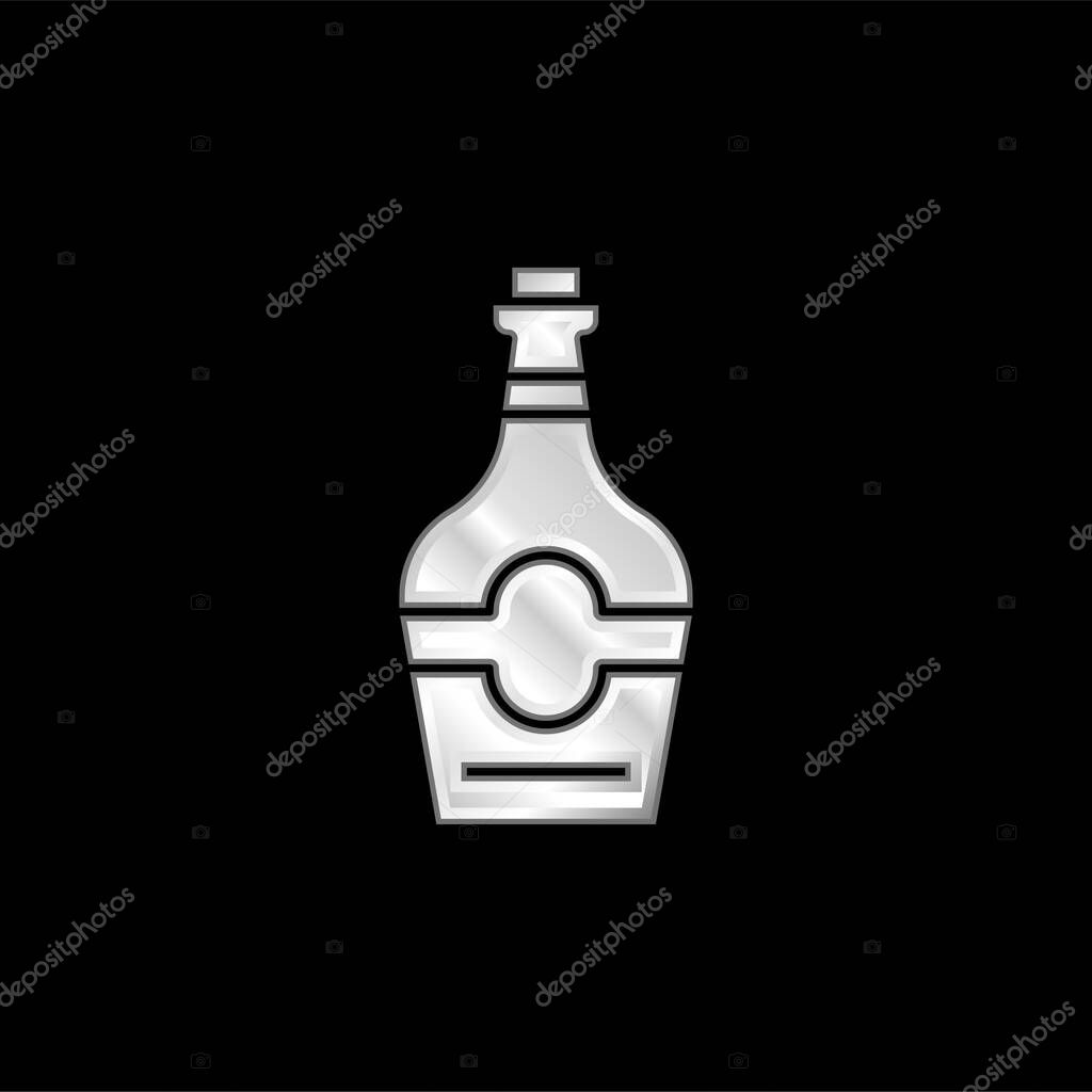 Bottle silver plated metallic icon