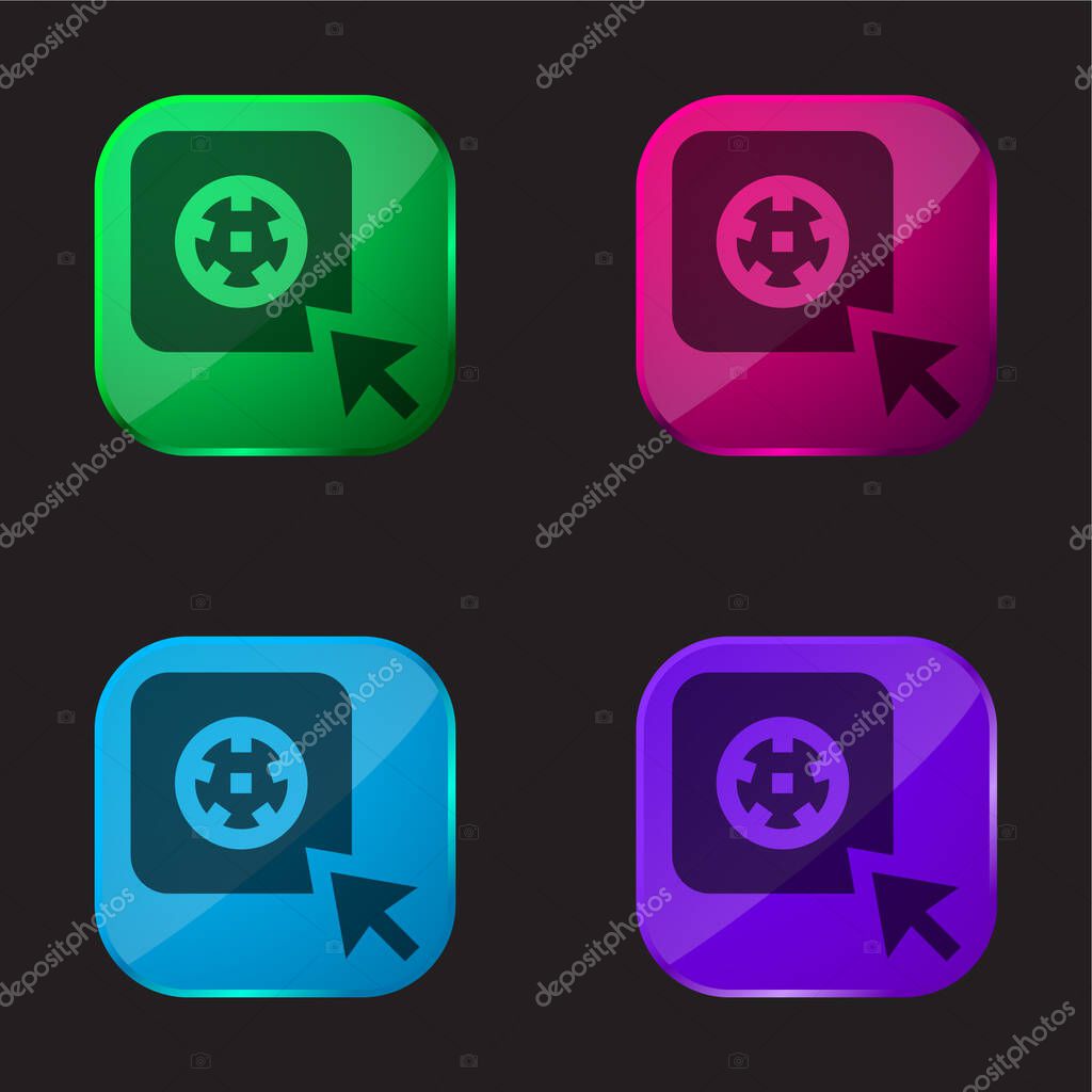 App four color glass button icon