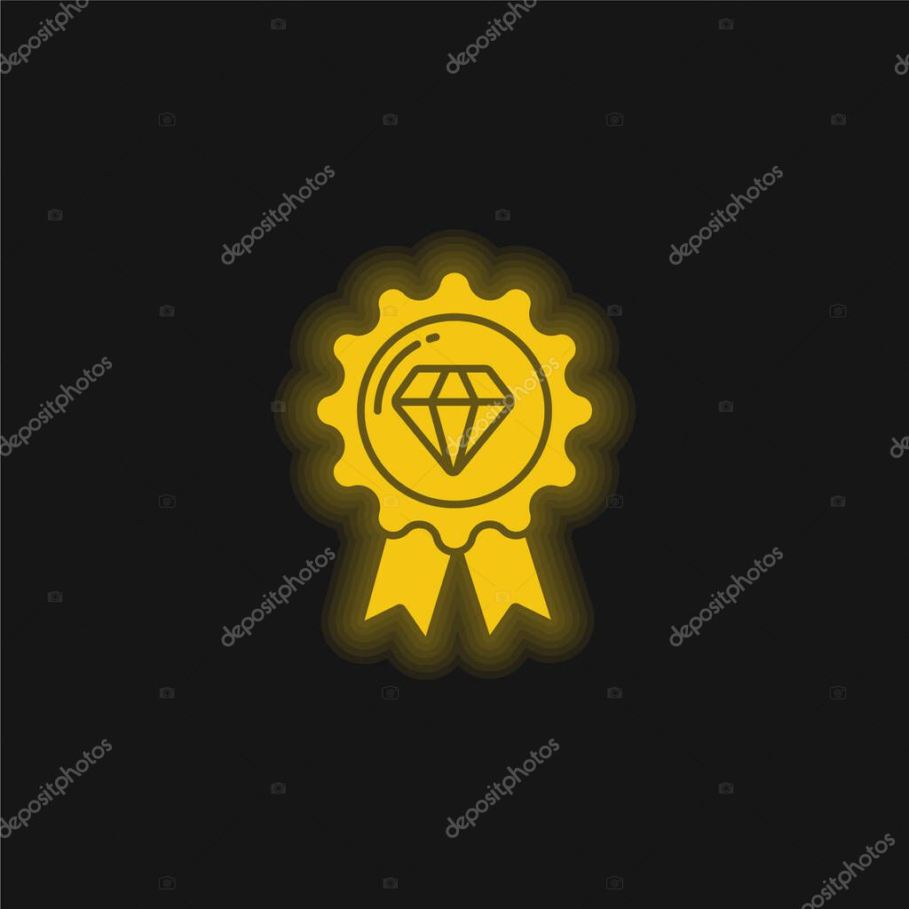 Badge yellow glowing neon icon