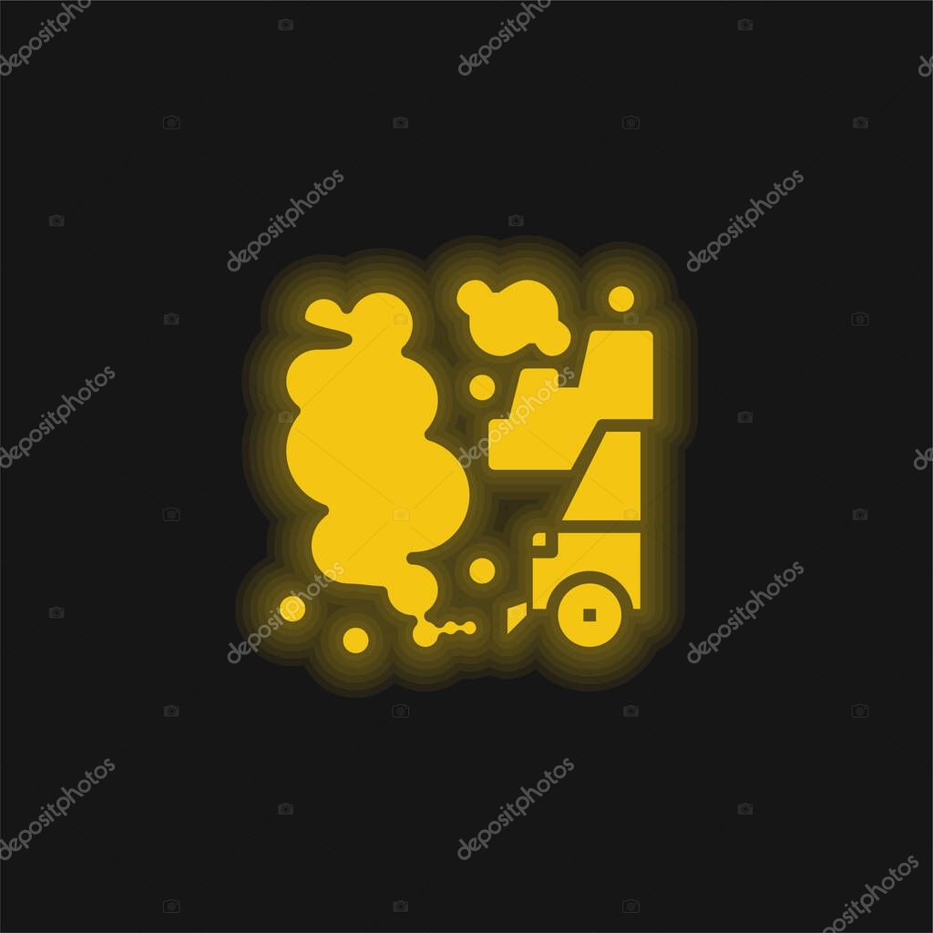 Air Pollution yellow glowing neon icon