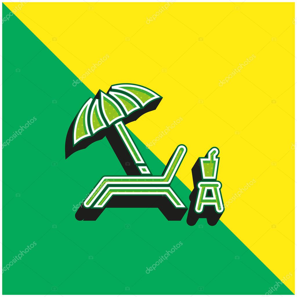 Beach Chair Green and yellow modern 3d vector icon logo