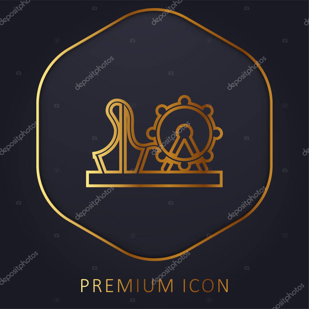 Amusement Park golden line premium logo or icon
