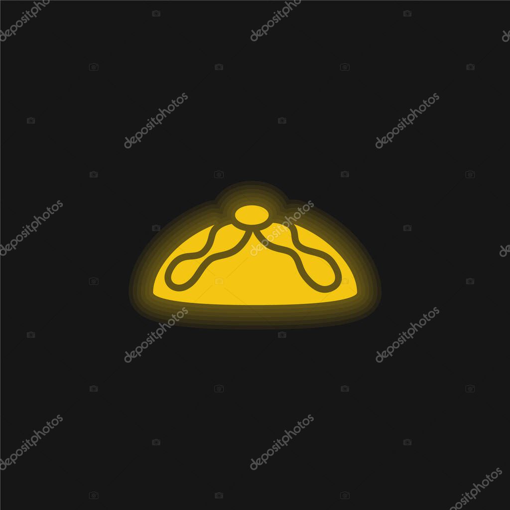 Bread Of The Dead Typical Of Mexico yellow glowing neon icon