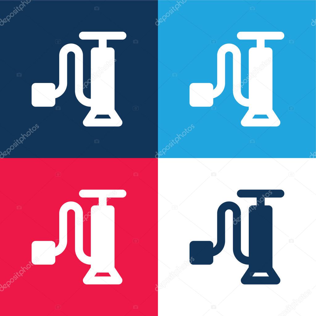 Air Pump blue and red four color minimal icon set