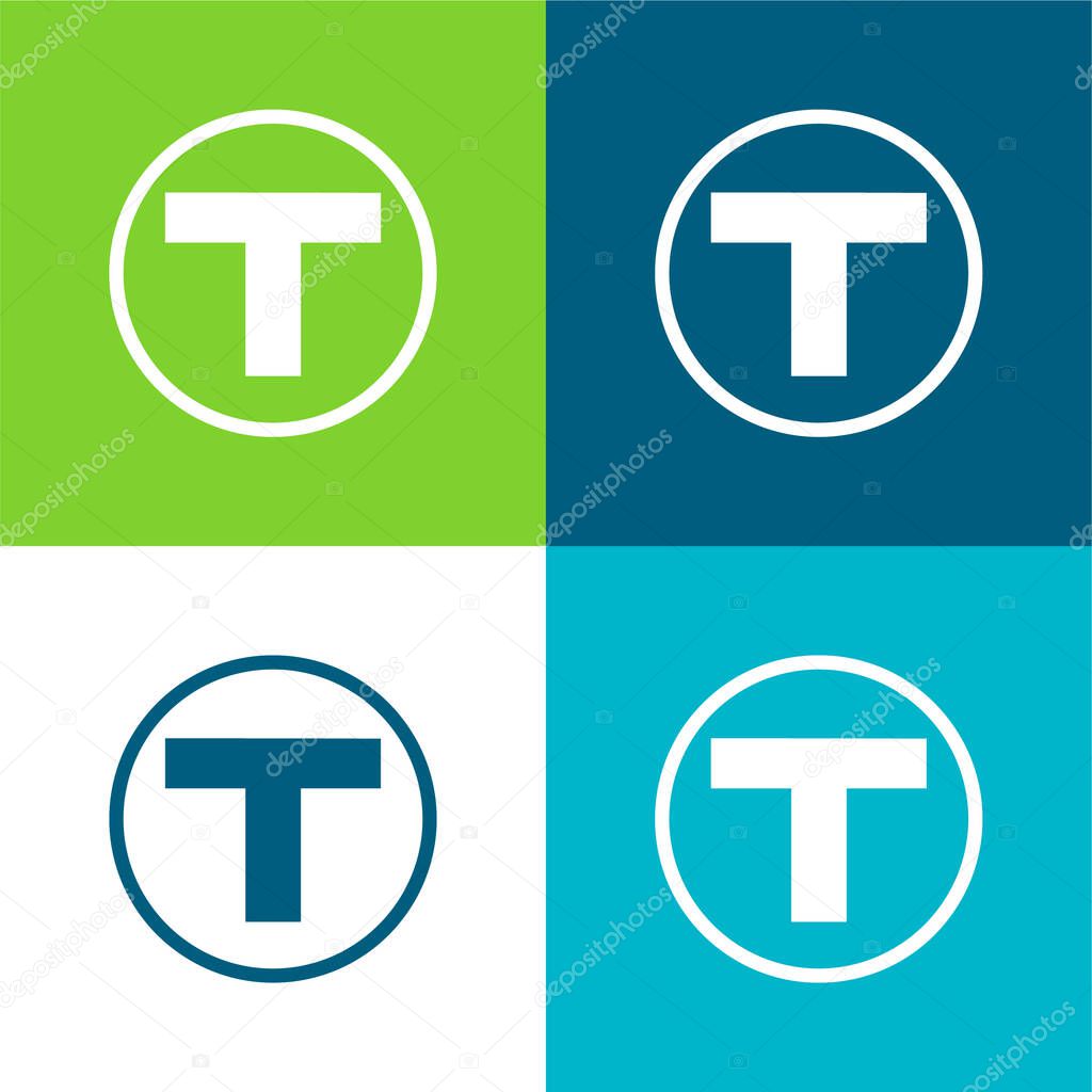Boston Metro Logo Flat four color minimal icon set