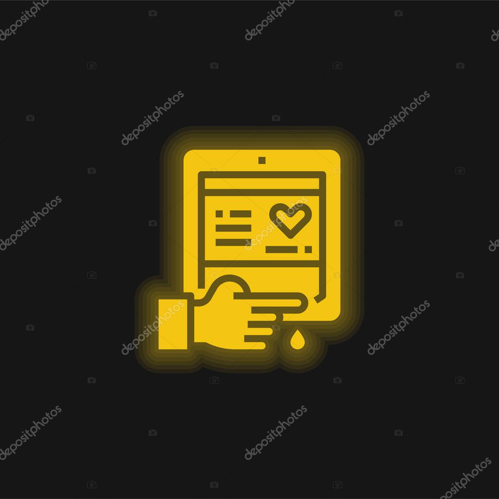 Blood Test yellow glowing neon icon