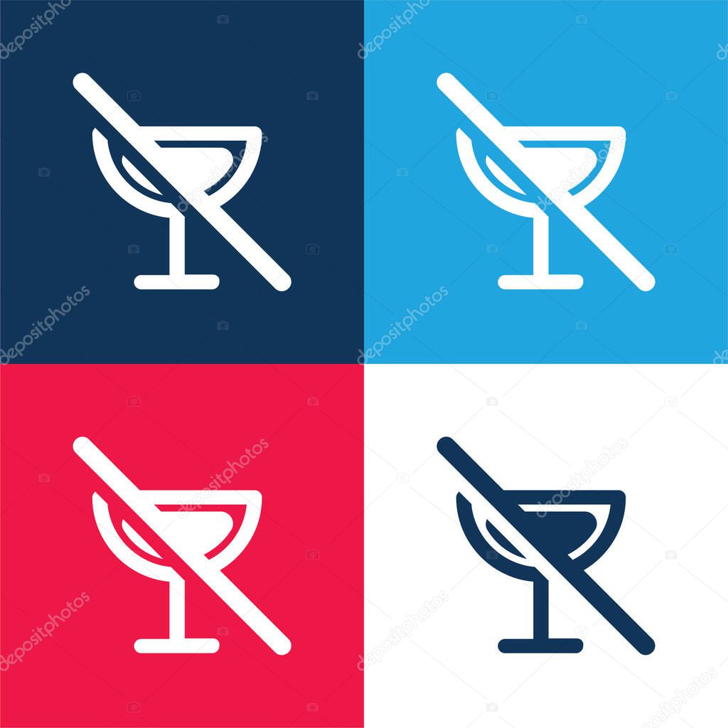 Alcoholic Drinks Prohibition blue and red four color minimal icon set