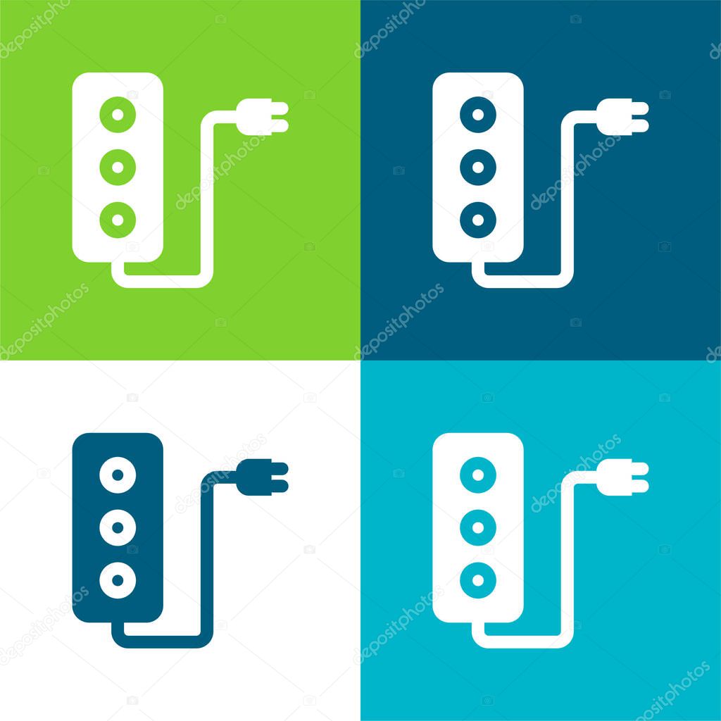 Adaptor Flat four color minimal icon set