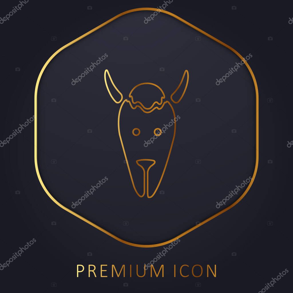 Bison Head golden line premium logo or icon