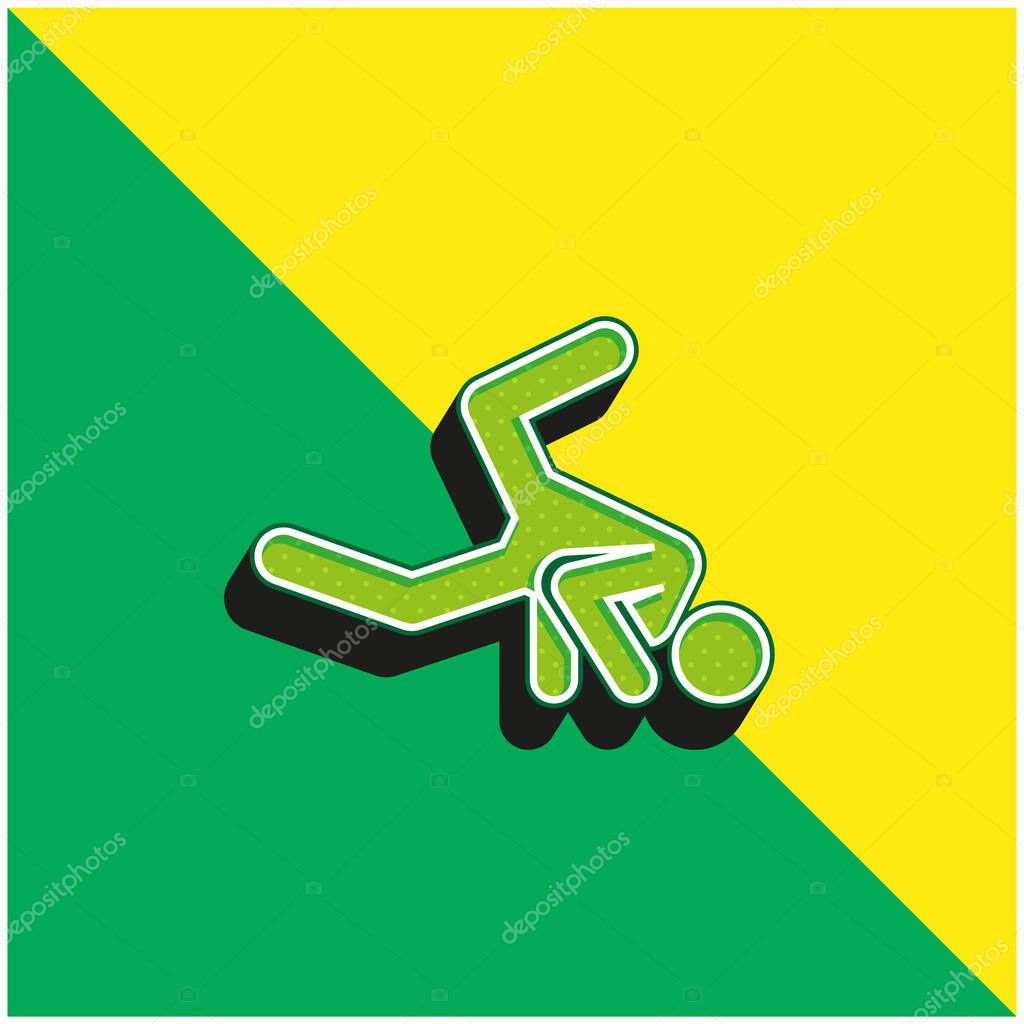 Breakdance Green and yellow modern 3d vector icon logo