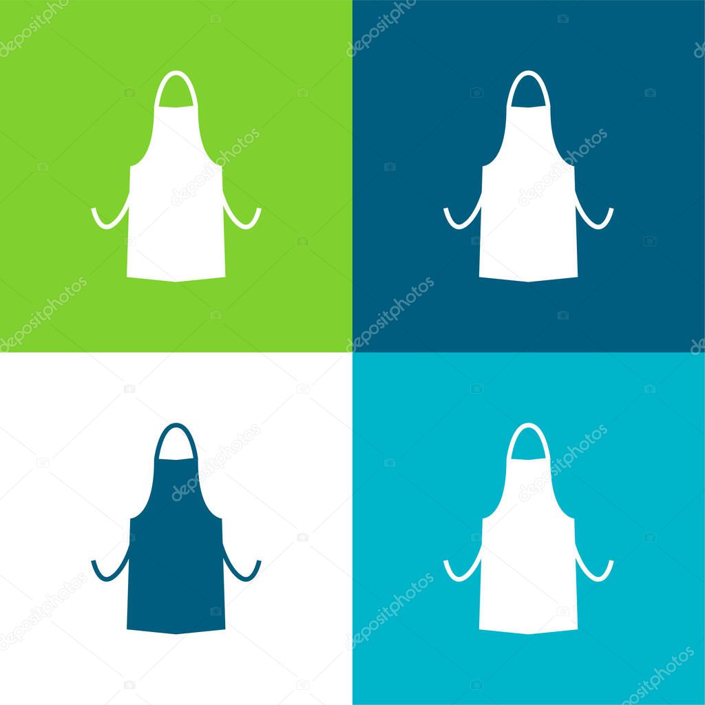 Apron Silhouette Flat four color minimal icon set