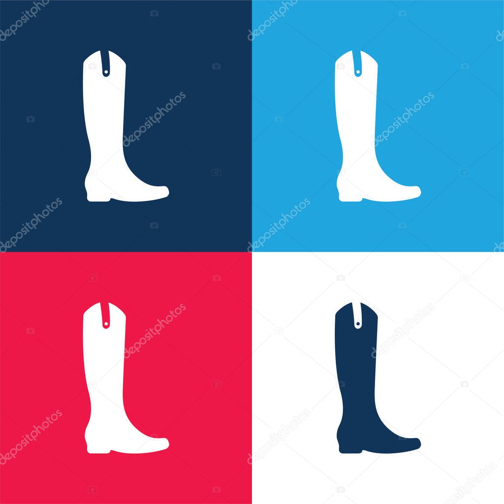 Boot Tall And Black blue and red four color minimal icon set