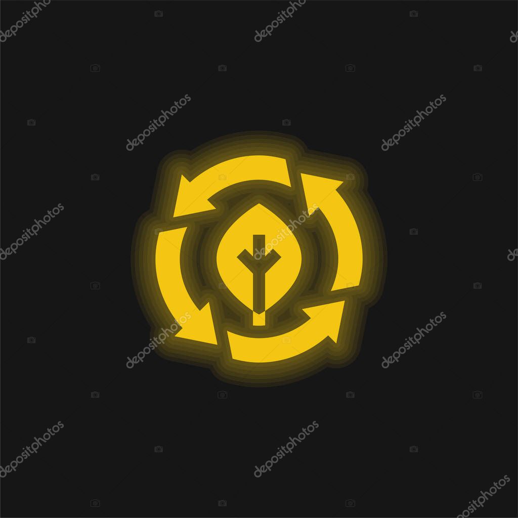 Bio yellow glowing neon icon