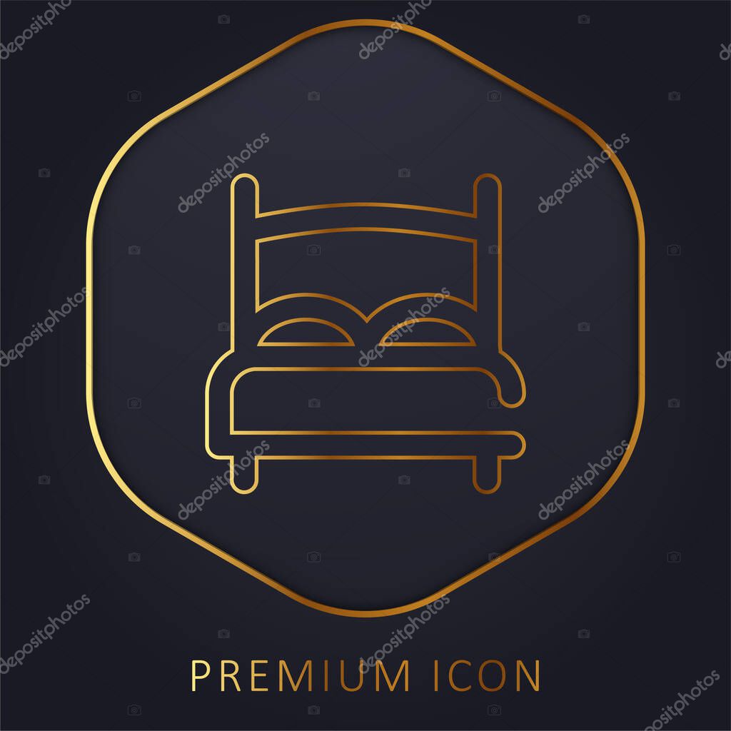 Bed golden line premium logo or icon