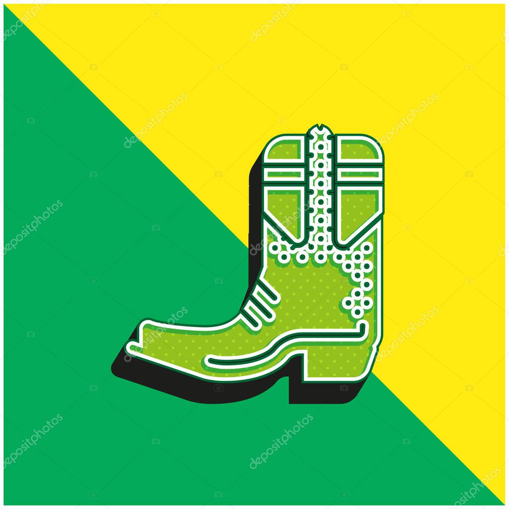 Boot Green and yellow modern 3d vector icon logo