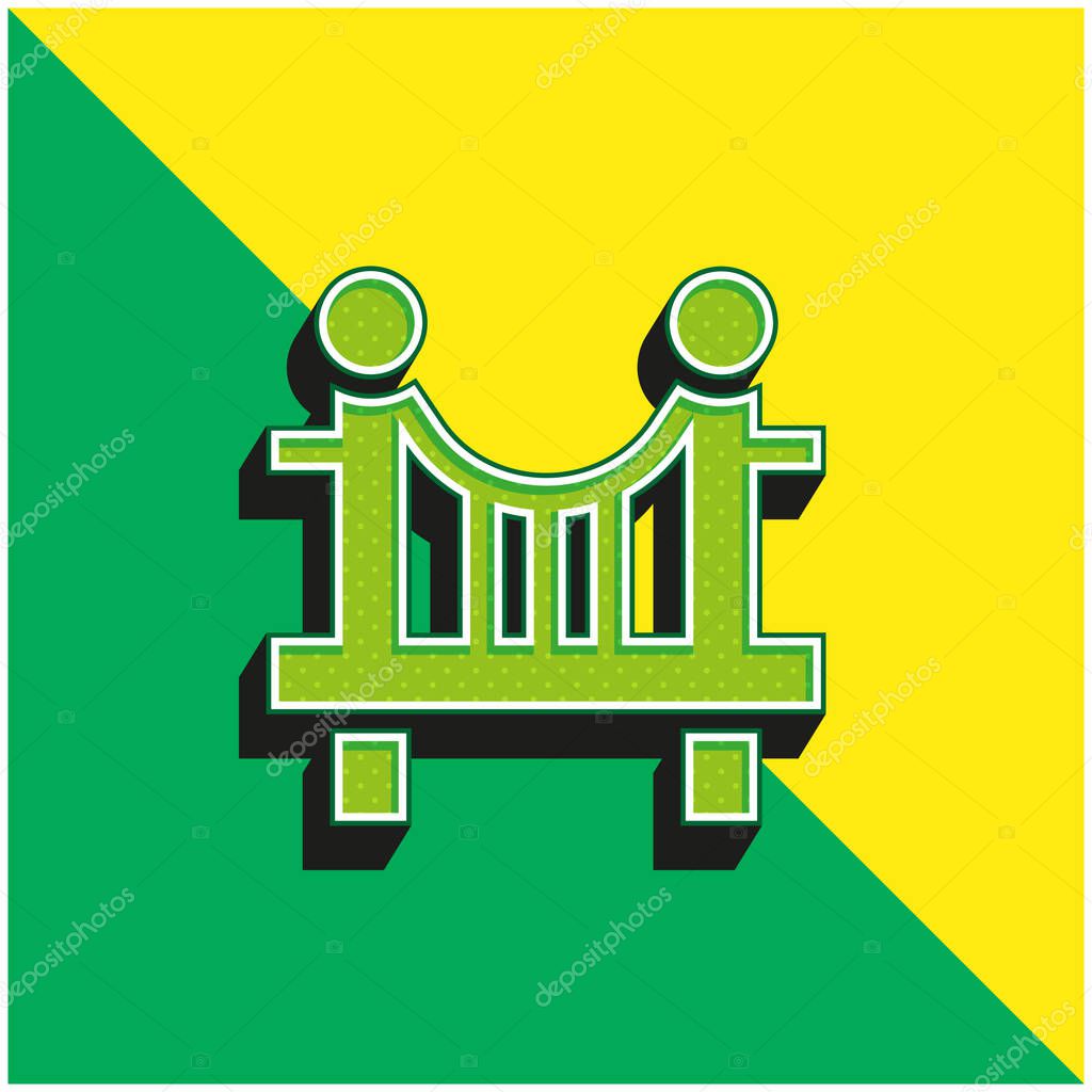 Bridge Green and yellow modern 3d vector icon logo